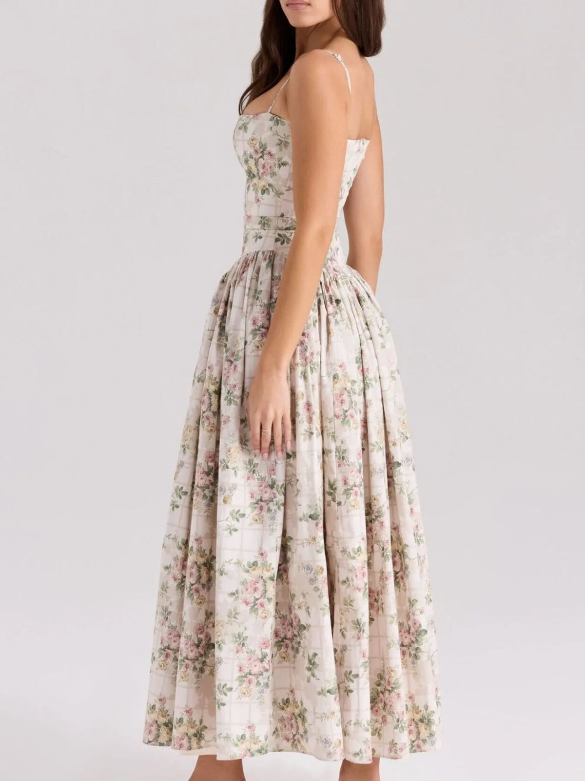 Floral Print Square Neck Maxi Cami Dress - Ladyez