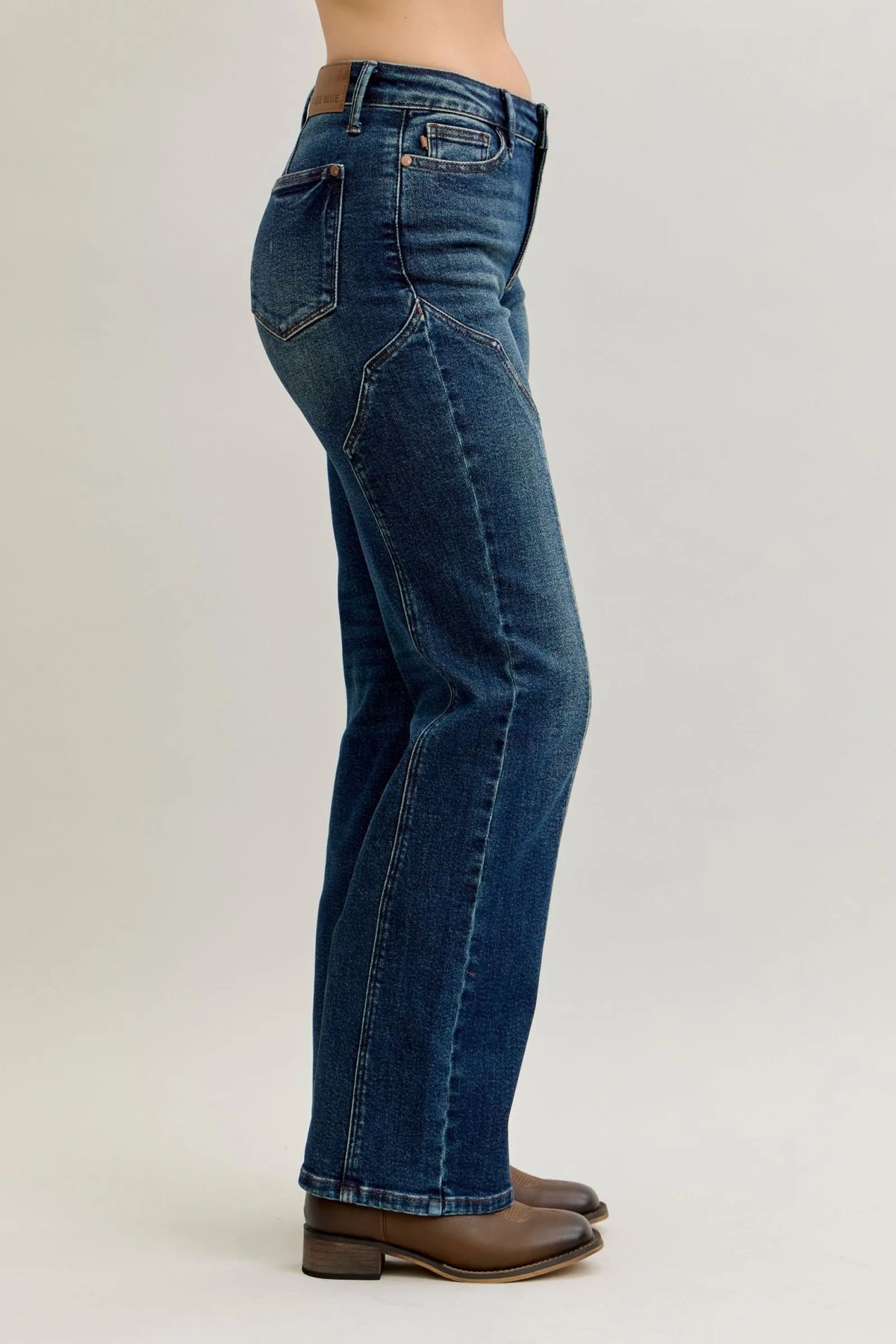 Judy Blue Full Size Seam Detail Straight Leg Jeans Plus Size - Ladyez