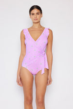 Marina West Swim Full Size Float On Ruffle Faux Wrap One-Piece in Carnation Pink - Ladyez