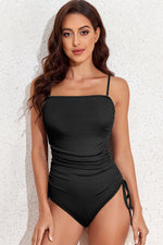 Drawstring Spaghetti Strap One-Piece Swimwear - Ladyez