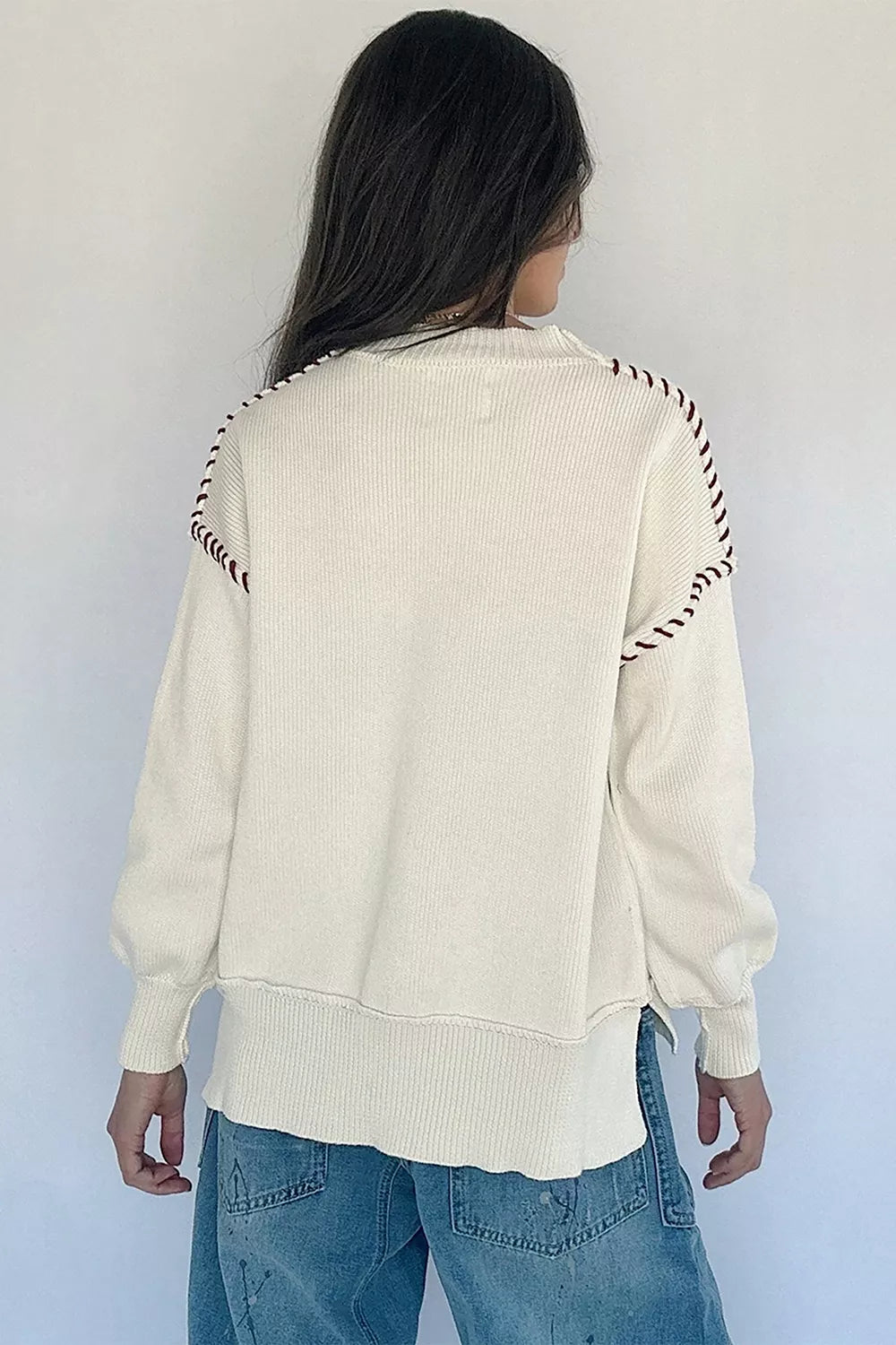 Drop Shoulder Game Day Letter Sweater