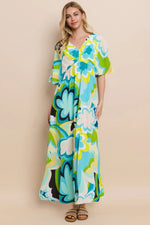 ODDI Floral Printed Slit Maxi Dress - Ladyez