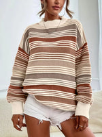 Rainbow Striped Drop Shoulder Oversized Sweater