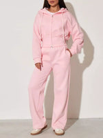 Zip-Up Hoodie and Wide-Leg Pants Set
