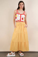 VERY J Elastic Waist Tiered Maxi Skirt