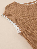 Contrast Trim Boxy Fit Sweater Vest