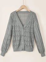Buttoned Front Openwork Cardigan