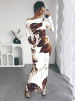 Floral Print One Shoulder Maxi Dress