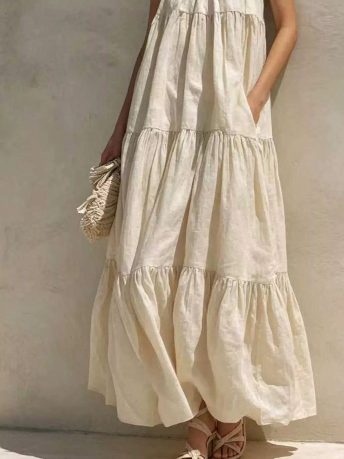 Tiered Scoop Neck Maxi Dress