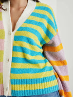 Striped Knit Button-Down Cardigan