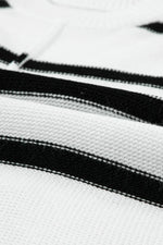 Striped Round Neck Cap Sleeve Sweater