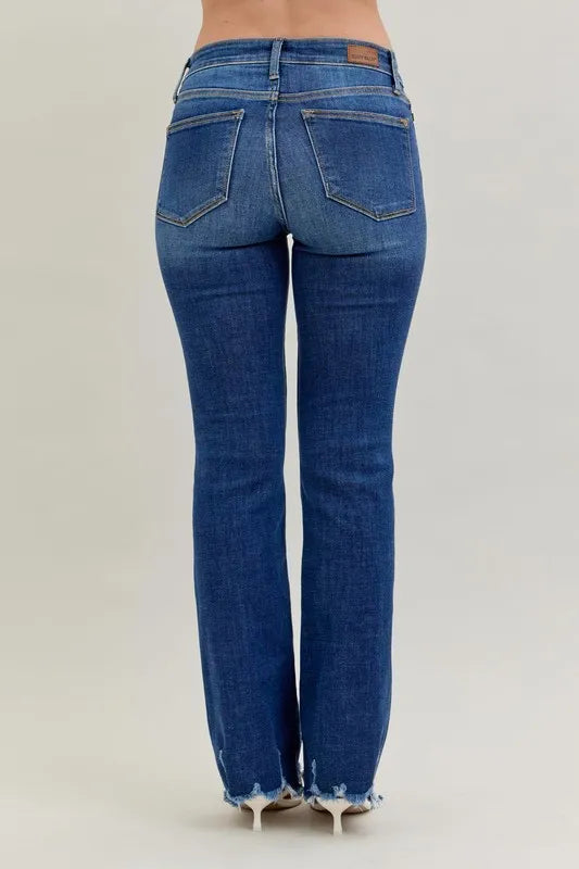 Judy Blue Full Size Mid-rise Non-distressed Hem Bootcut Jeans Plus Size - Ladyez