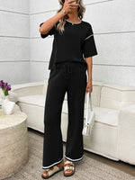 Round Neck Half Sleeve Top and Pants Set