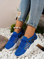 Cutout Leopard Lace Up Mesh Athletic - Ladyez