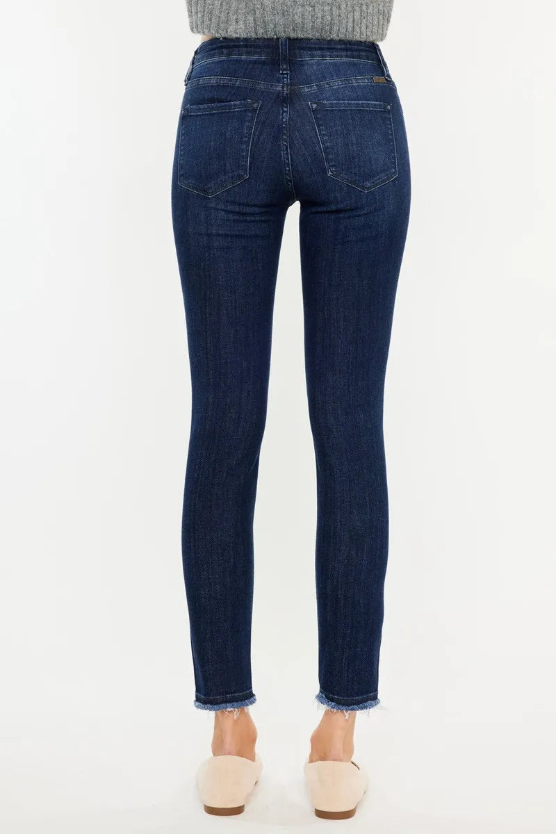 Kancan High-Rise Slim Fit Raw Hem Ankle Jeans - Ladyez
