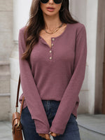 Waffle Knit Long Sleeve T-Shirt