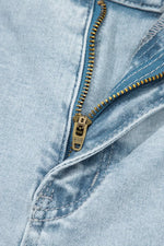 Light Wash Utility Pocket Straight Leg Jeans