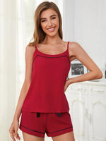 Scoop Neck Spaghetti Strap Top and Shorts Lounge Set - Ladyez
