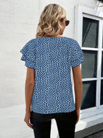 Animal Print Ruffle Sleeve Blouse