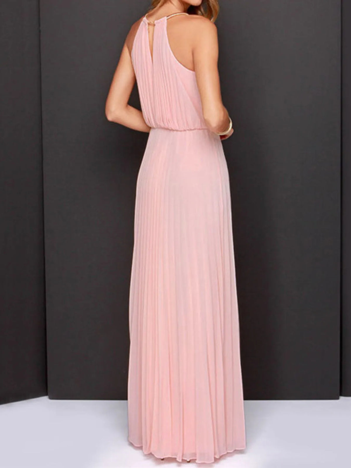 Pleated Sleeveless Maxi Tank Dress - Ladyez