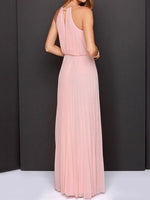Pleated Sleeveless Maxi Tank Dress - Ladyez