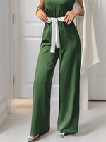 One-Shoulder Bowknot Wide Leg Jumpsuit