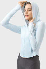 Millennia Pocketed Zip Up Hooded Long Sleeve Active Outerwear - Ladyez