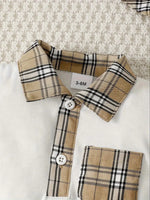 Children's Hat and Plaid Short Sleeve One-Piece Romper