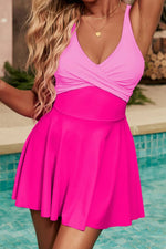 Crisscross V-Neck One-Piece Swimwear - Ladyez