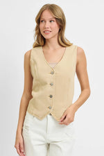RISEN Full Size V Neck Button Down Vest Plus Size