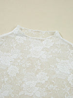 Sheer Floral Lace Mesh Mock Neck Long Sleeve Top