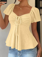 Sweetheart Neck Flutter Sleeve Top