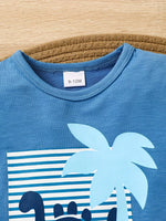 Children's Dinosaur Print Tee & Striped Shorts Set