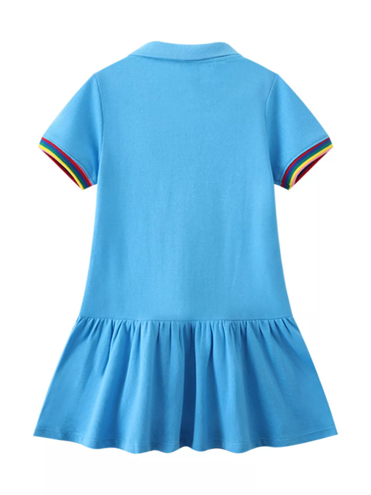 Children's Unicorn Embroidered Ruffled Polo Dress
