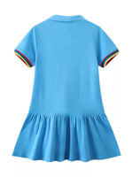 Children's Unicorn Embroidered Ruffled Polo Dress