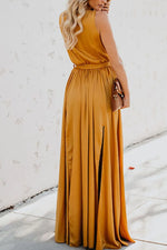Surplice Tie Waist Maxi Dress - Ladyez