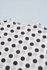 Polka Dot Mesh Long Sleeve Stand Neck Sheath Top