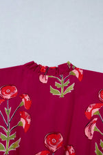 Floral Print Short Sleeve Midi Dress