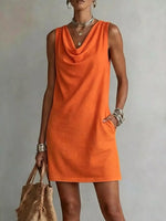 Full Size Sleeveless Cowl Neck Mini Dress Plus Size