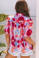 Floral Puff Sleeve Button-Up Top