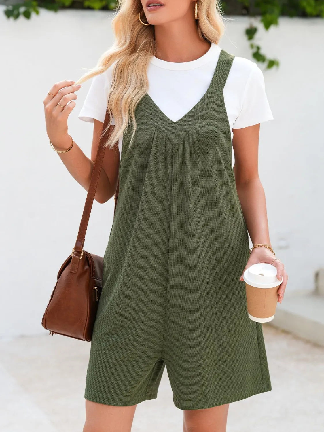 V-Neck Wide Strap Romper