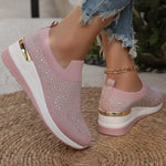 Rhinestone Round Toe Slip-Ons