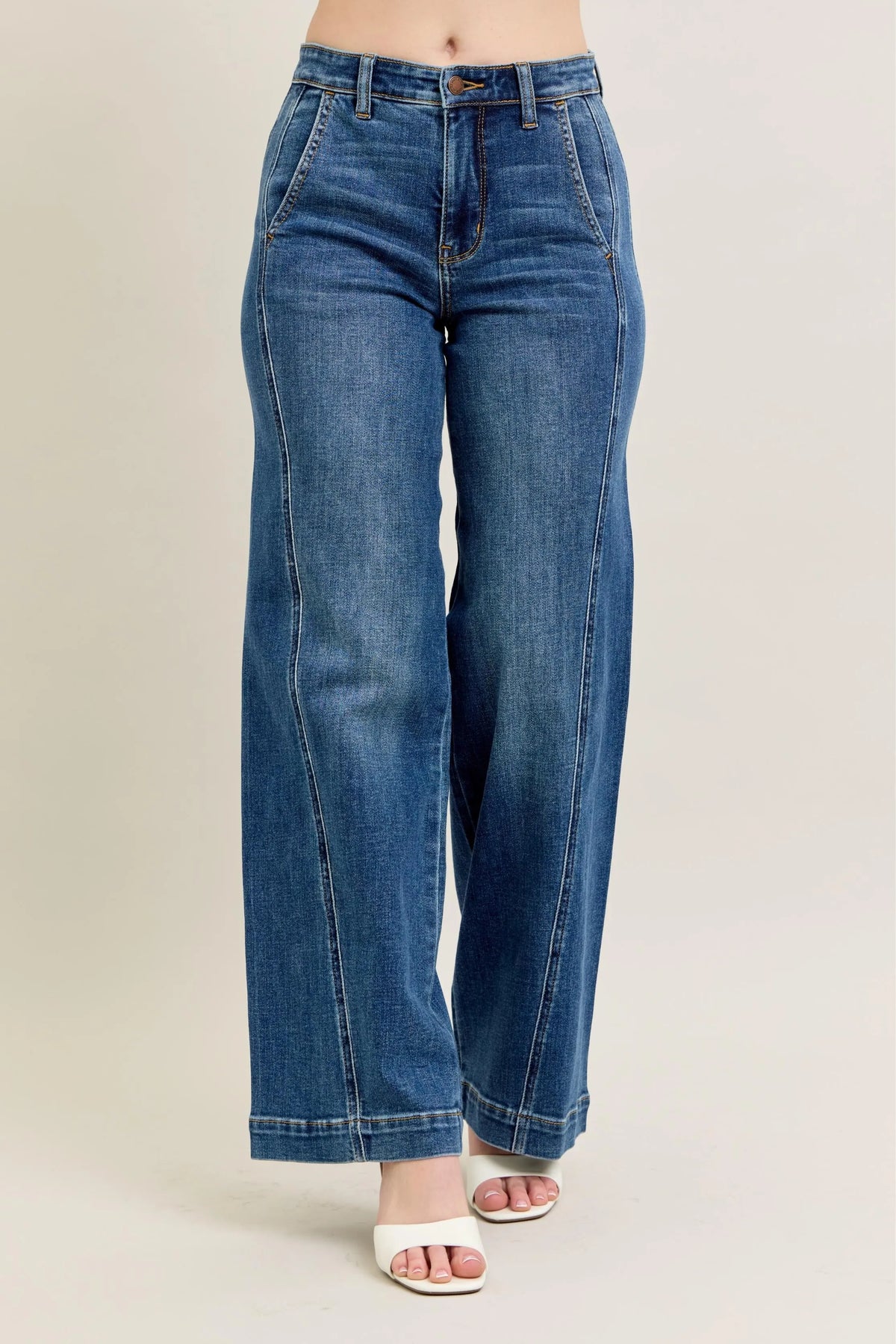 Judy Blue Full Size High Waist Wide Leg Jeans Plus Size - Ladyez