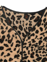 Leopard Fleece Vest Coat with Pockets