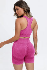 3 Piece Washed Square Neck Wide Strap Active Set - Ladyez