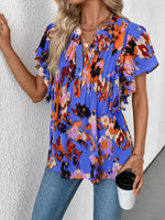 Abstract Print Flutter Sleeve Blouse