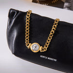 18K Gold-Plated Vintage Coin Charm Curb Chain Necklace