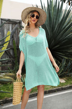 Openwork Side Slit Cover-Up Dress - Ladyez