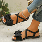 Bow-Decor Crisscross Ankle Strap Sandals