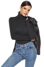Ribbed Turtleneck Long Sleeve Bodysuit - Ladyez